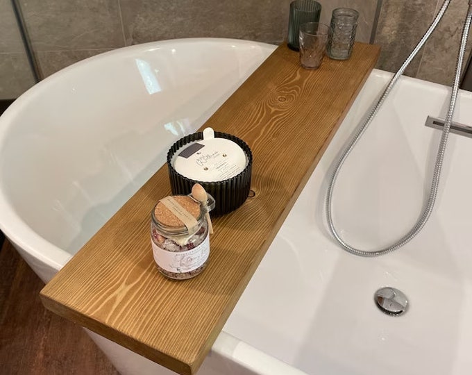 22cm Thick Bath Caddy, Hot Tub Board, Reclaimed Solid Wood, Custom Size