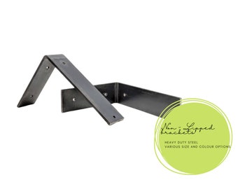 2x Powder Coated Non-Lipped Shelf Brackets, Screws Included, Colourful Heavy Duty Metal Shelving Hardware, Solid Brick Masonry Wall
