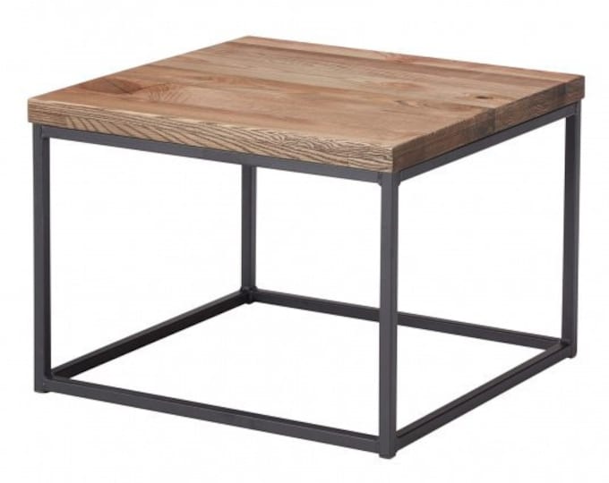 Coffee Table with Steel Frame, Reclaimed Solid Wood Side Table, Industrial Rustic Farmhouse Modern, Various Size