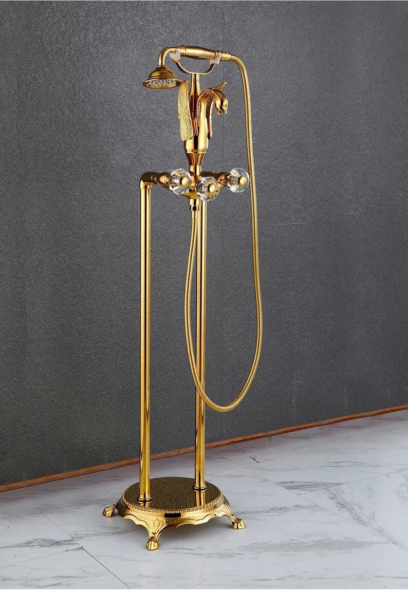 Floor Stand Bathtub Faucet Bathroom Shower Tap Etsy