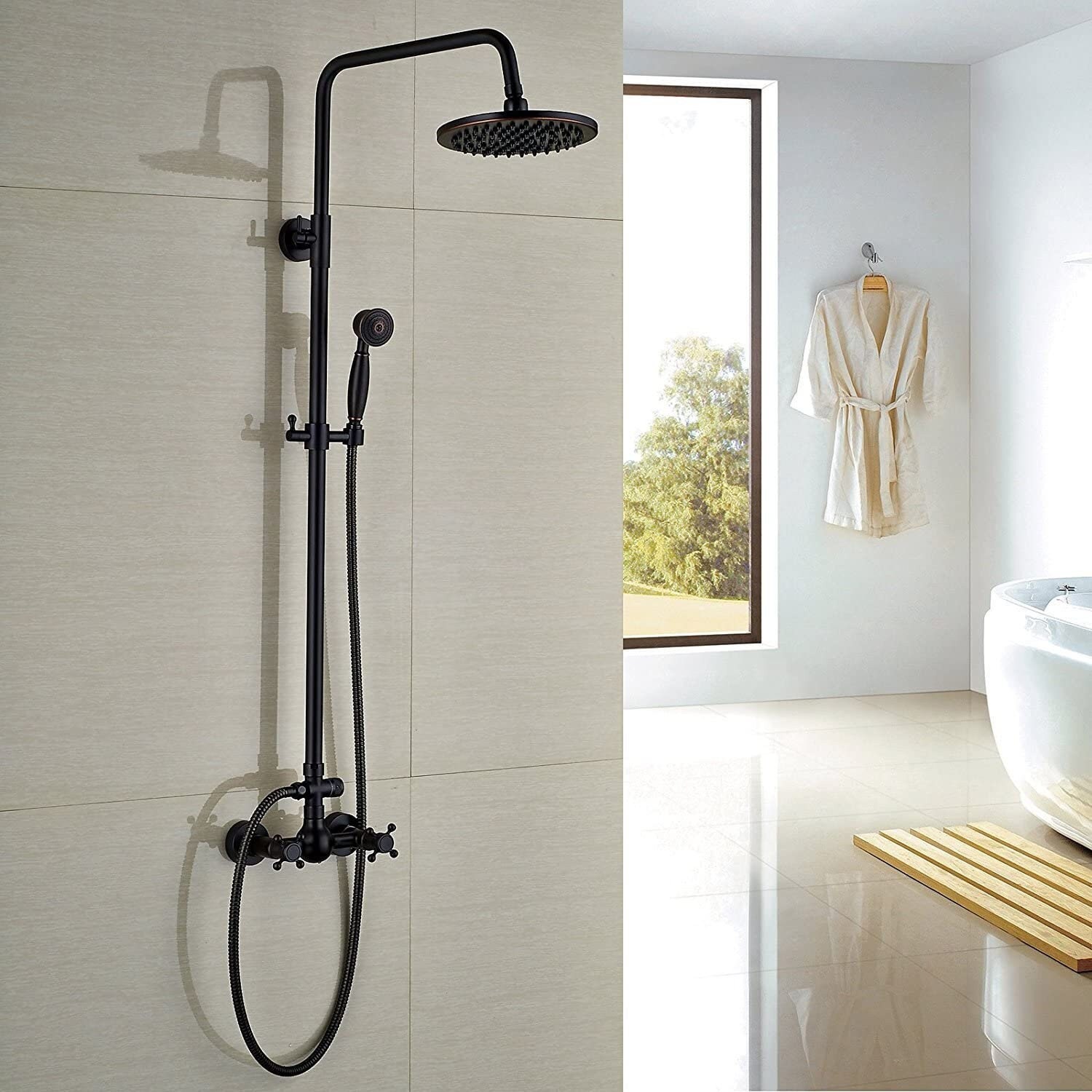 Unlacquered Brass Shower System Luxury and Durability in One With Dome  Round Shower Head, Shower Handheld, and 3 Handles 