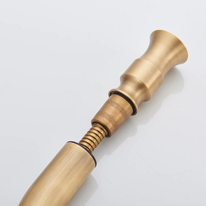 Antique Brass Pull Out Kitchen Faucet Single Handle Faucet 360 Etsy