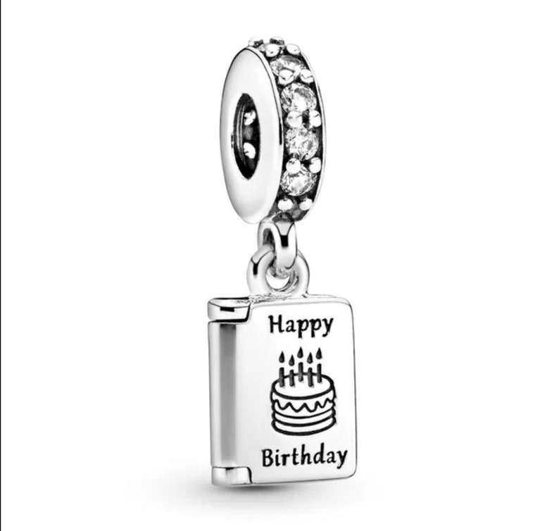 Happy birthday silver charms s925 compatible with pandora charm bracelet zdjęcie 8