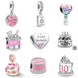 Happy birthday silver charms s925 compatible with pandora charm bracelet zdjęcie 1