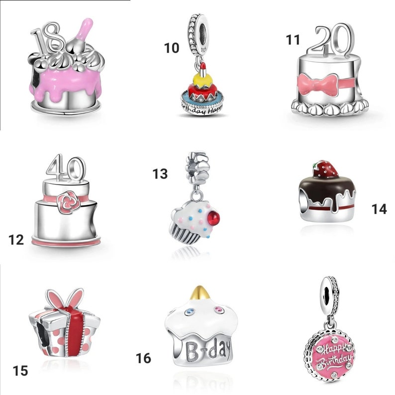 Happy birthday silver charms s925 compatible with pandora charm bracelet zdjęcie 3