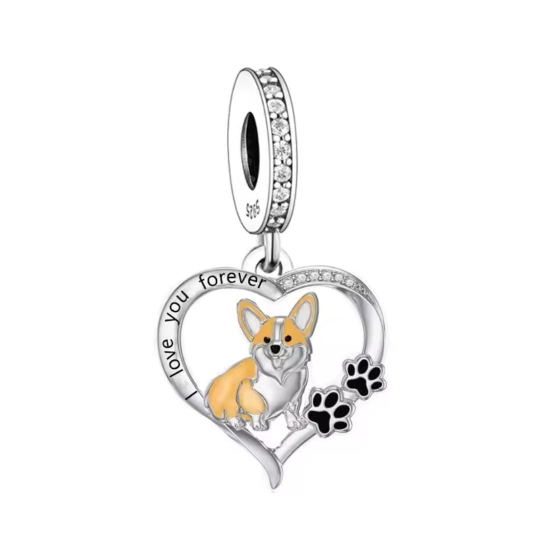 Sterling Silver Corgi Charm For Bracelets & Necklaces | Dog Lover Jewelry Gift | Large Size No Gemstone
