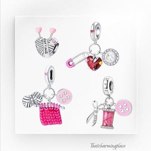 925 Silber nähen stricken charms Sterling Silber charms passt pandora Armband Geschenk für Näherin