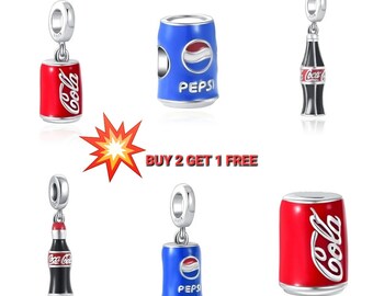 s925 silver charms fizzy drinks novelty gift cola charm compatible with pandora bracelet 3 for 2