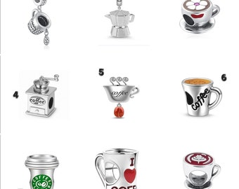 Echtes Silber Charms Kaffee Liebhaber Geschenk kompatibel mit pandora Charme Armband Sortiment zur Verfügung Kaffee Charme s925