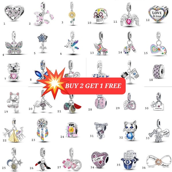 925 Silver charms assortment of charms in a array of styles & colours , a charm for every occasion compatible with pandora charm bracelet