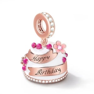 Happy birthday silver charms s925 compatible with pandora charm bracelet zdjęcie 4