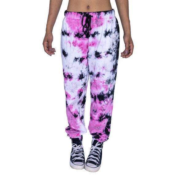Pink Black White Tie Dye Joggers 