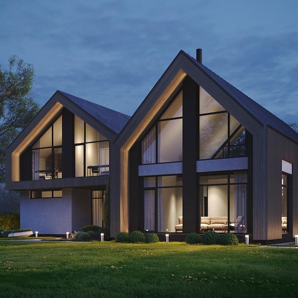 House Plans With Barn Etsy