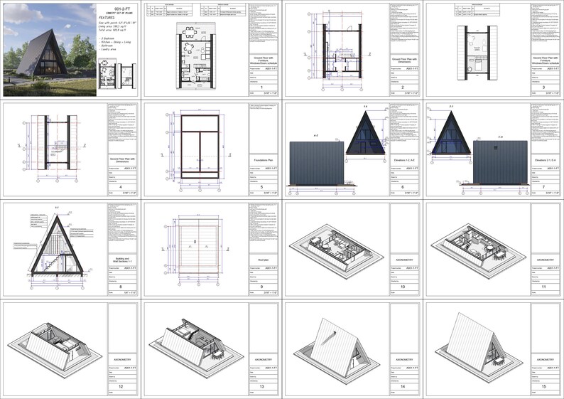 Small Tiny A Frame Cabin House Plans Guest House 45x25 Tiny Etsy