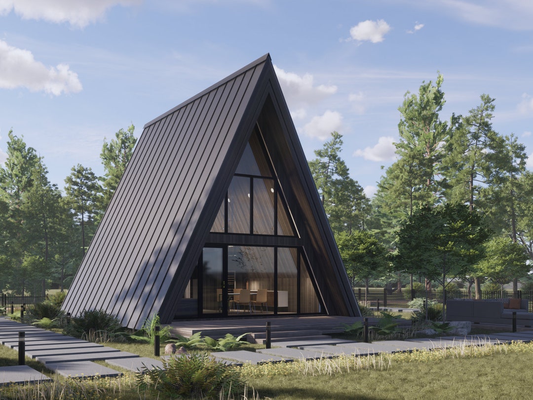 Modern A Frame Cabin House Plans Guest House 45x25 Tiny Floor Plans 