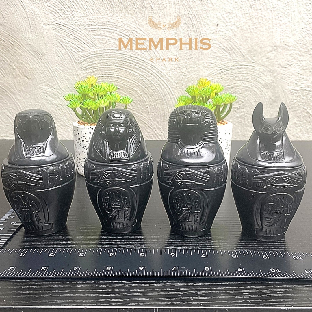 Canopic Jars Ancient Egyptian Jars 4 Set Pharoah Decor Etsy