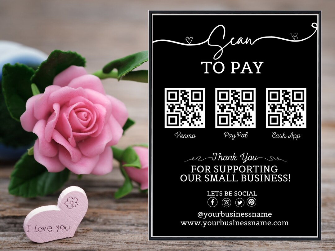 Minimalist Scan to Pay Sign Modern Small Business Sign QR Code Sign