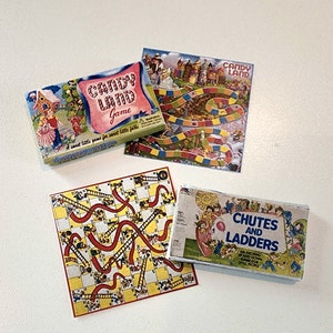 Do druku - Szablony gier planszowych dla lalek - Klasyczne gry planszowe dla dzieci, Vintage Candy Land i Chutes and Ladders