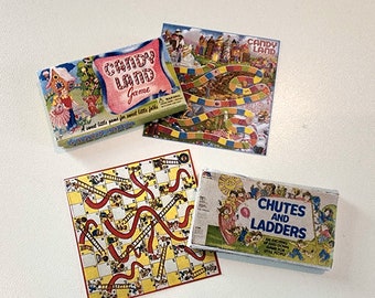 Stampabile - Modelli di giochi da tavolo per case delle bambole - Giochi da tavolo classici per bambini, Candy Land vintage e Scivoli e scale