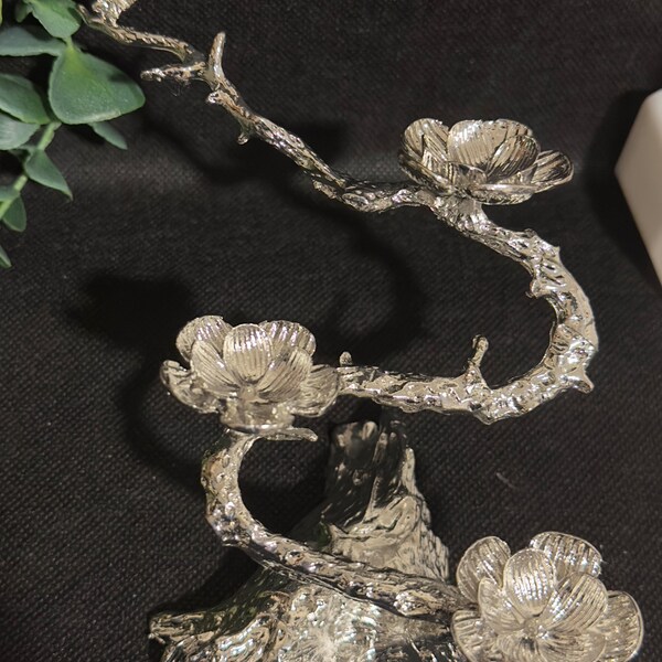 Silber Blütenbaum 3 Kugelständer, einzigartiges Geschenk, Blumenbaumkugelhalter, Dreifachkugelhalter / Ständer, 3 Kugelständer / Halter