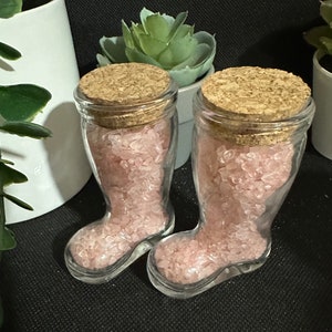 Glass Boots Filled with Crystal Chips, Father Christmas Boots, Boots, Rose Quartz, Black Obsidian, Crystal Chips