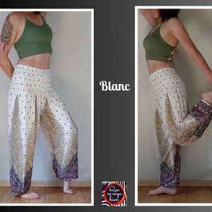 Pantalon Aladin Femme Pantalon de yoga Mandala Blanc