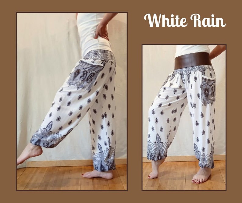 Pantalon Aladin Femme Pantalon de yoga avec poches White rain