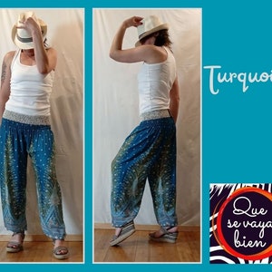 Pantalon Aladin Femme Pantalon de yoga Mandala Turquoise