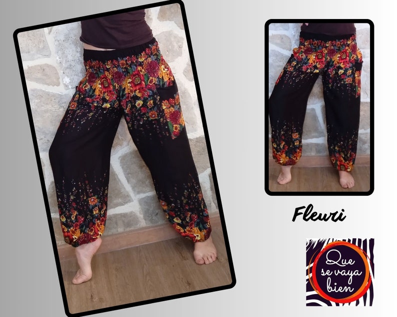 Pantalon Aladin Femme Pantalon de yoga avec poches Fleuri