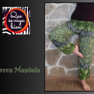 Pantalon Aladin Femme Pantalon de yoga Mandala Green Mandala