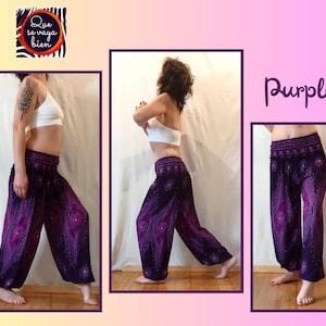 Pantalon Aladin Femme Pantalon de yoga Mandala Violet