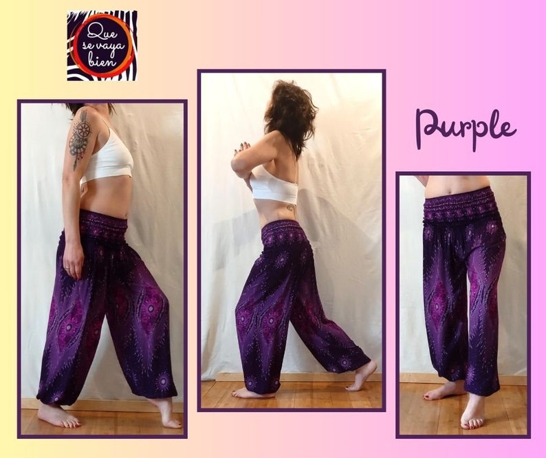 Pantalon Aladin Femme Pantalon de yoga Mandala Violet