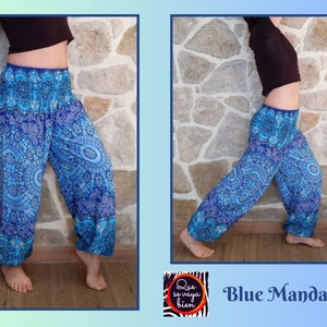 Pantalon Aladin Femme Pantalon de yoga Mandala Blue Mandala