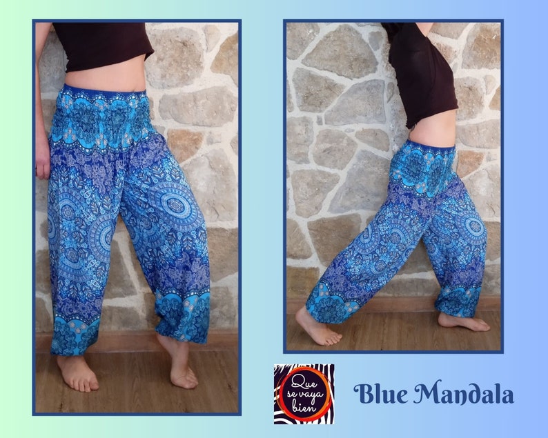 Pantalon Aladin Femme Pantalon de yoga Mandala Blue Mandala