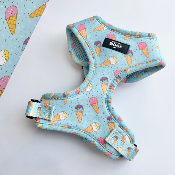 Dog Harness | Ice Cream Design Adjustable Step In Dog Harness Set | Girls & Boys Designs | Summer Scoops Ice Lolly UK Puppy Accessories