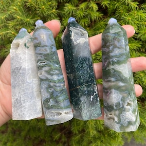 High quality Druzy Moss Agate tower , moss agate druzy crystal tower , crystal home decor