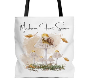 Aesthetic Fall Tote Bag, Mushroom Feast Season Tote, Autumn Season Reusable Grocery Bag, Festive Autumn, Thanksgiving Tote, Fall Gifts