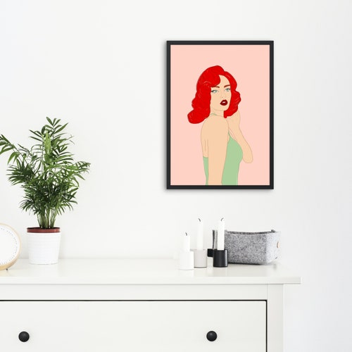 Girl Wall Art, Restaurant Wall Art, Coffee Shop Wall shops Art, Bedroom Wall Art, Living Room Wall Art, PNG