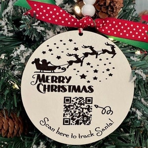Santa Tracker Ornament, QR Code, Santa Tracker, Engraved Santa Tracker ...