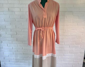 Vintage 80s color block midi shirt dress