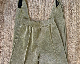 Vintage 80s Gantos metallic gold stirrup pants