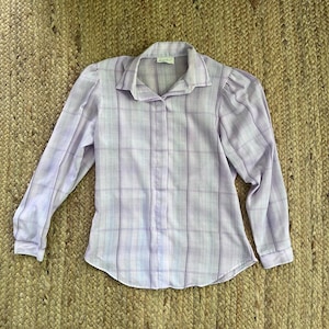 Vintage 70s purple button down plaid shirt