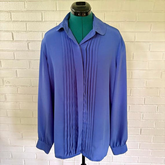 Vintage periwinkle blue polyester blouse