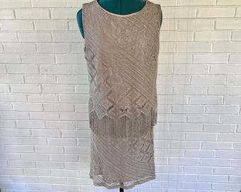 Vintage 90s I.N. Fashion two piece fringed crochet set