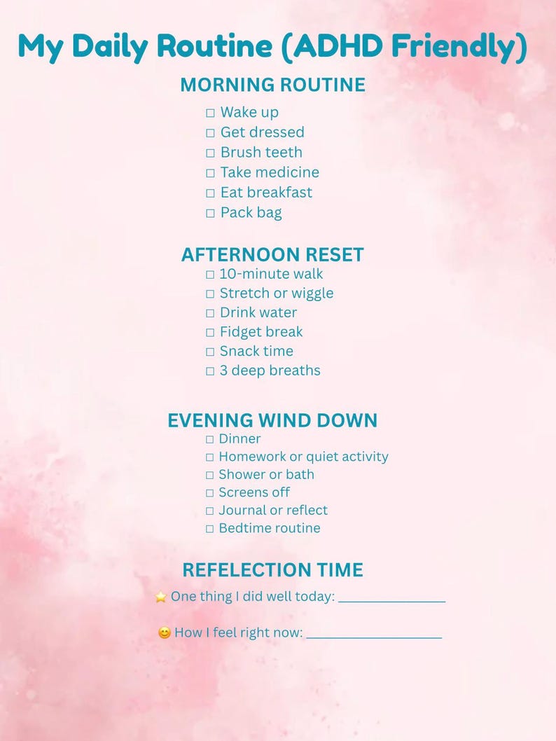 ADHD Daily Routine Planner for Kids & Parents | Printable Visual ...