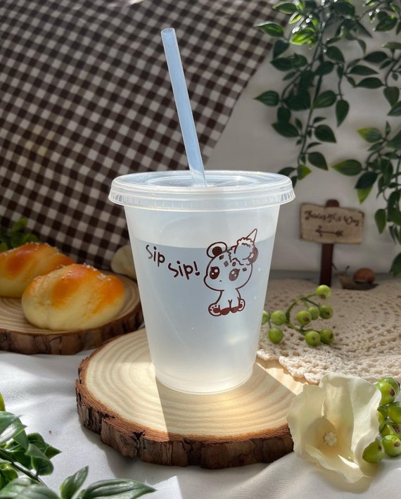 Plastic Cold Cup Mint Choc Chipper Kawaii Character Tumbler Kids Cup Small  Cup With Lid and Straw 