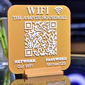 Personalized Wifi Sign, QR Code Wifi Sign with Base, Airbnb Host Accessories