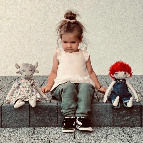 OOak handmade rag cloth doll,Unique hygge baby girl gift, Eco friendly products for baby girl room decor,Kids shops toys for girls