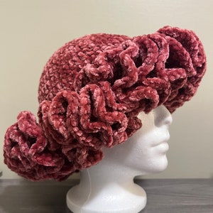 Crochet Velvet Ruffle Hats