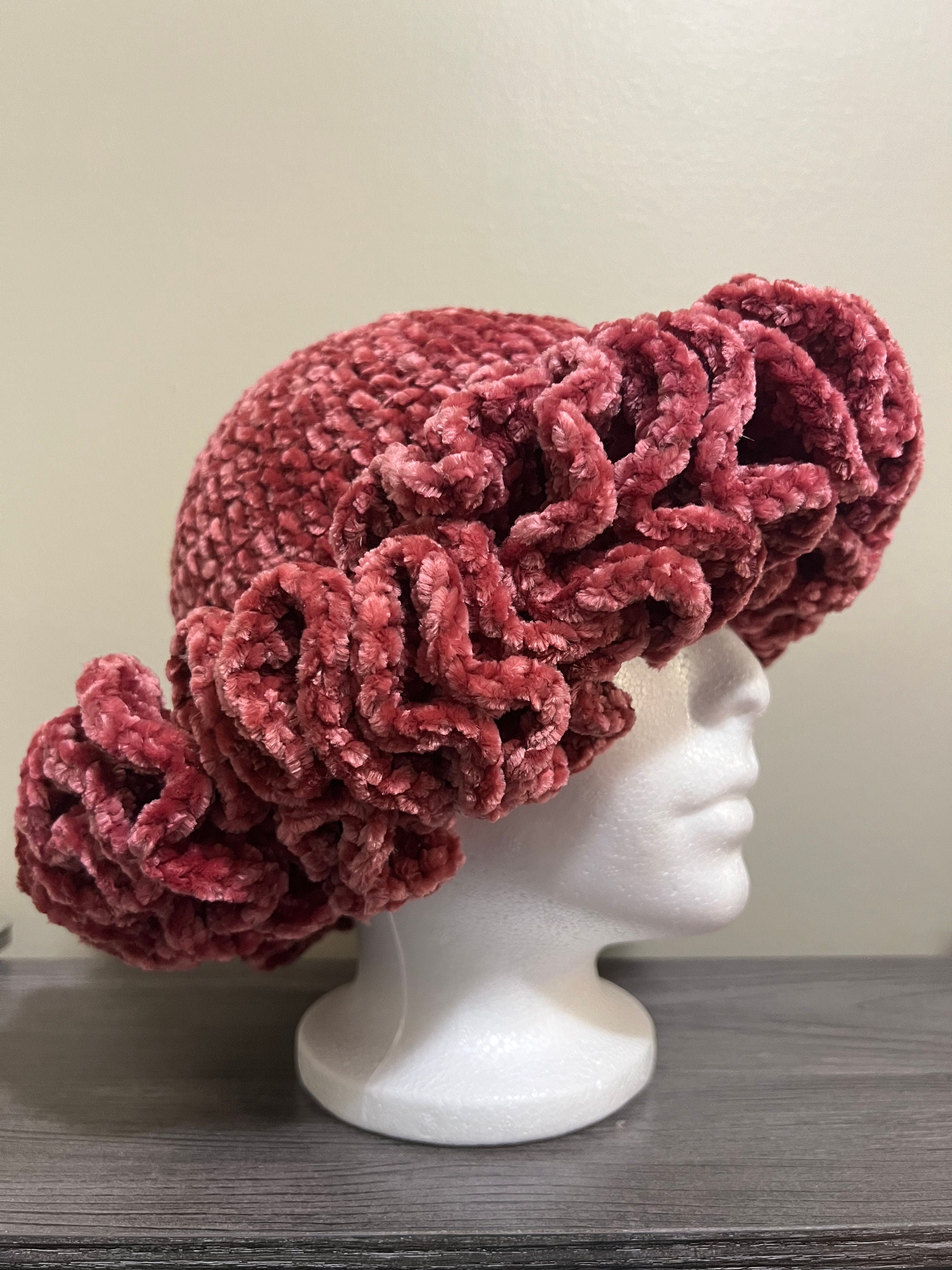 Hat Ruffles Red Crochet Velvet Ruffle Hats - Etsy
